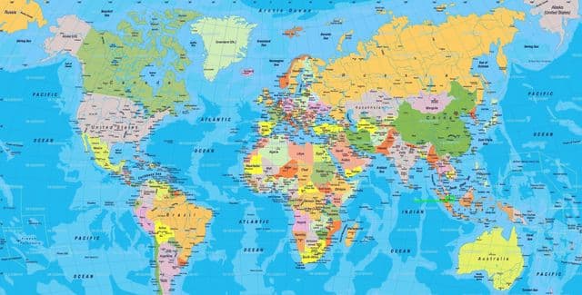 新加坡在世界地图上的位置