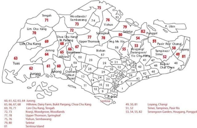 新加坡邮编地图