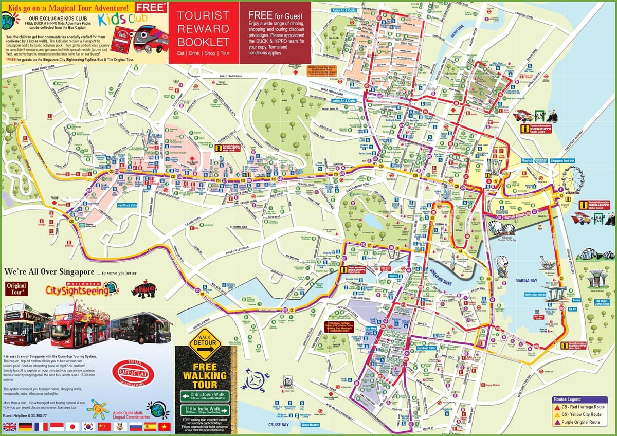 新加坡跳上跳下巴士旅游地图